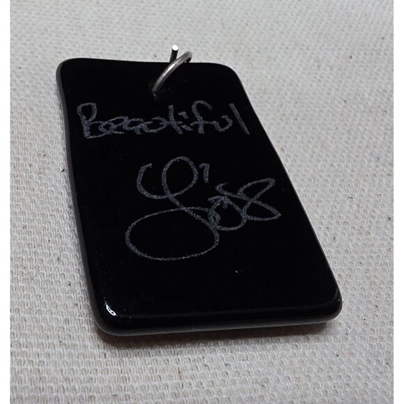 Red & Black Fused Glass “Beauty” Pendant, Signed 2008 Art Jewelry - Picture 4 of 6